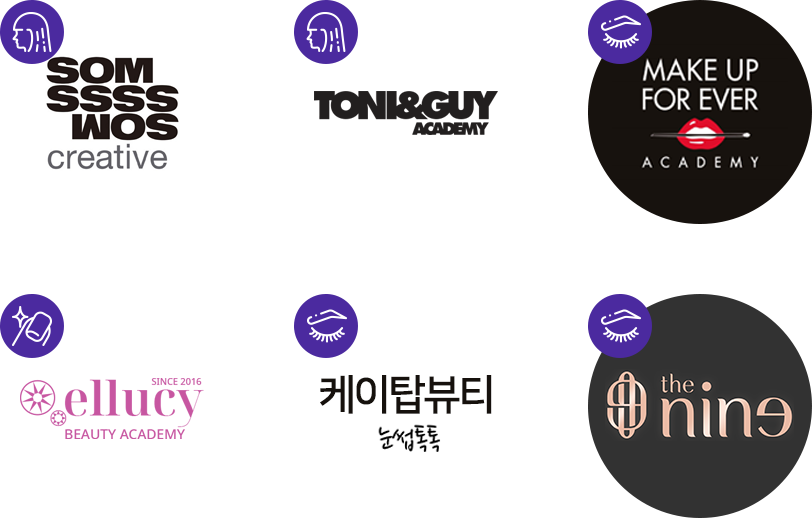 toni&guy, ellucy, sasoon&somss, make up for ever, 케이탑뷰티, 더나인